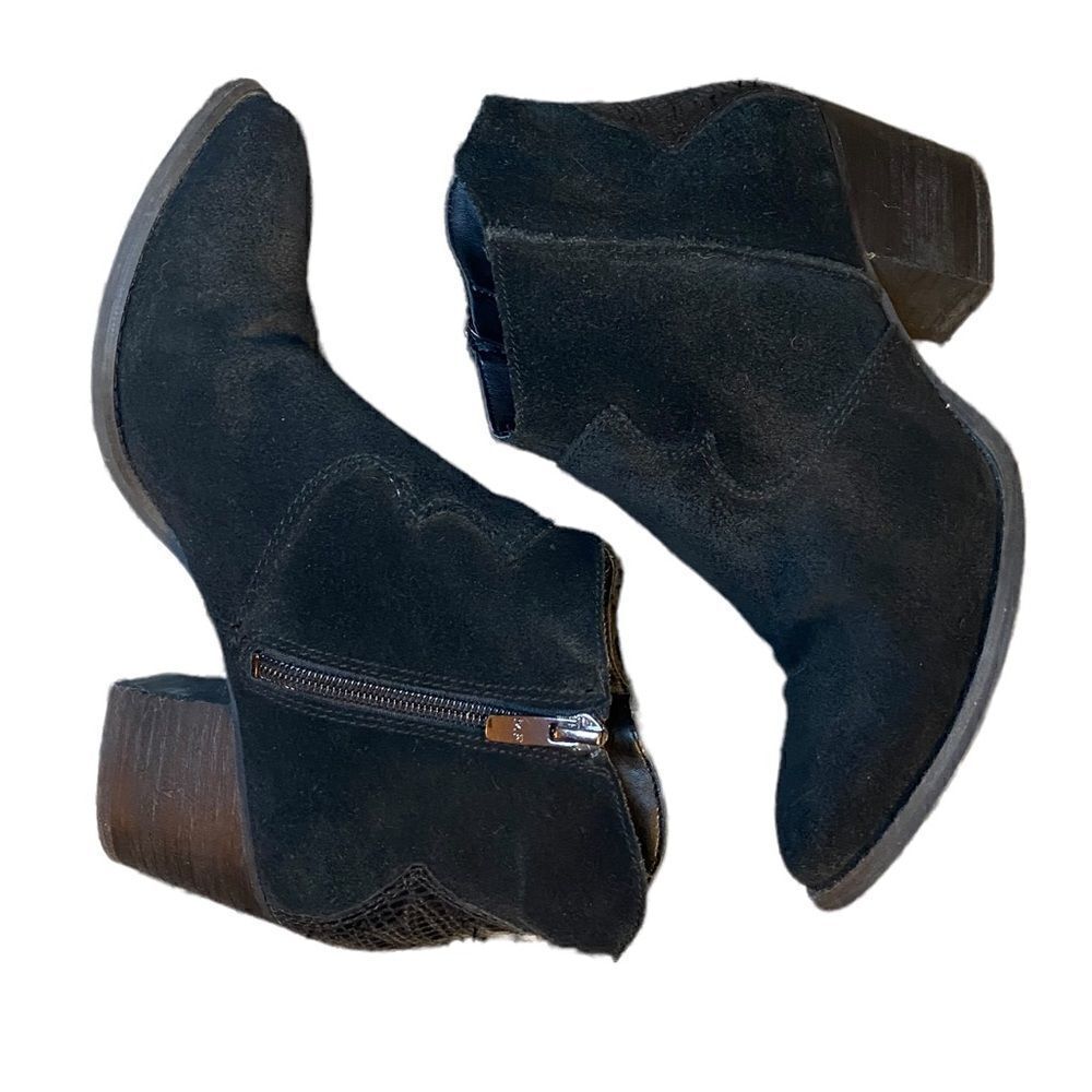 Marc Fisher Stefani Western Ankle Boots Booties Womens Size 7M Black Leather